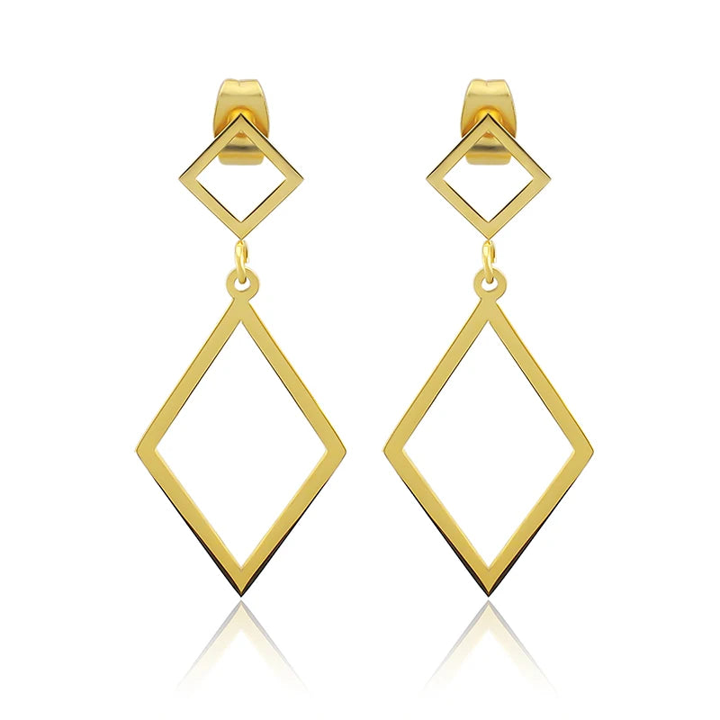 Trendy 316L Stainless Steel Fashion Punk Earrings for Women Hollow Geometric Minimalist Jewelry Gold Color Earrings