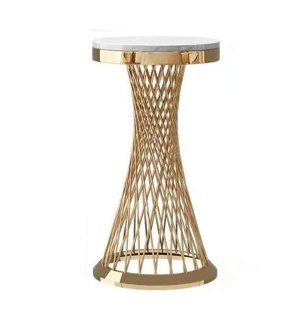 Luxury Modern Flower Stand of 3 Pcs Round Marble Flower Stands Gold Stainless Steel Frame Living Room Furniture Set Flower Stand