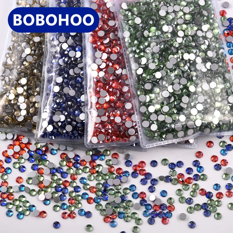 BOBOHOO  Wholesale Satin Series Non Hotfix Glass Rhinestone Flatback Crystal Rhinestone for Jewelry Decoration Accessories