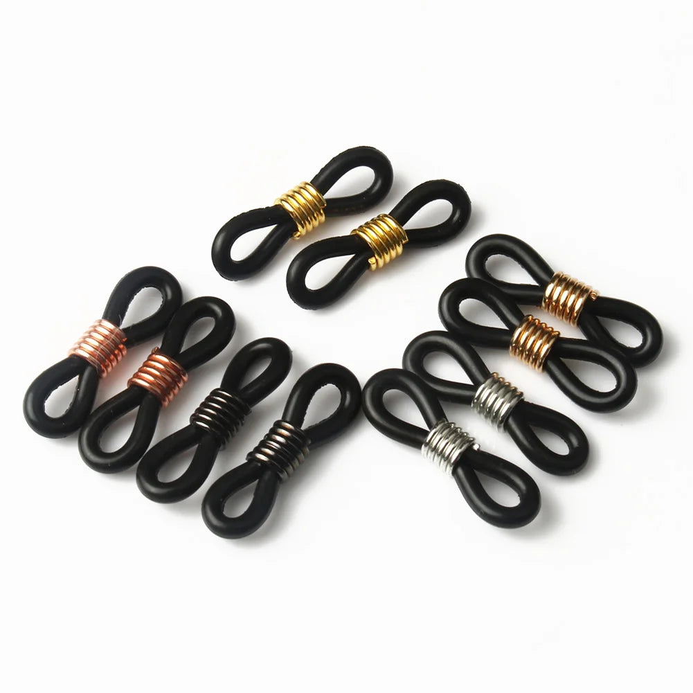 20pcs/Bag Anti-Slip Black/White Silicone Rubber Connector Retainer for Sun Glasses Holder Chain Jewelry Findings & Components
