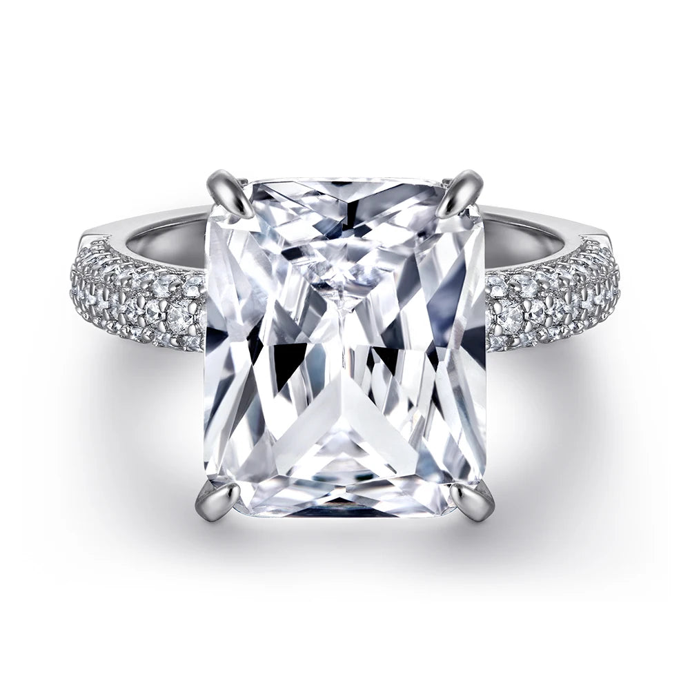 925 Sterling Silver Cubic Zirconia Adjustable Women's Wedding Engagement Ring for Anniversary Party Gift
