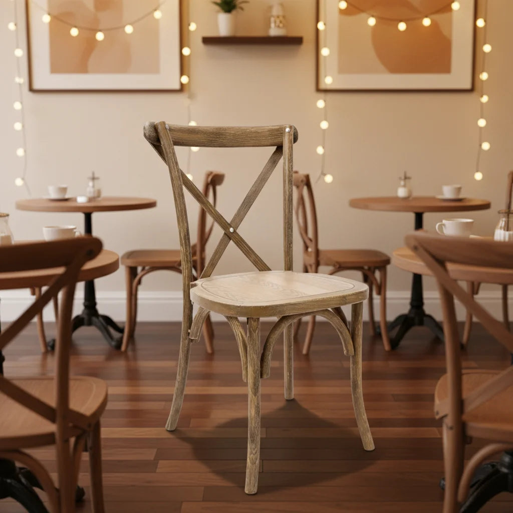 Dining Room Furniture Modern Factory Wholesale Quality Solid Wood Seat Cross Back Chair for Events