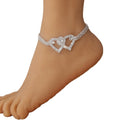 Foot Bracelet Beach Jewelry for Women Rhinestone Anklet Heart Shaped Ankle Chain Beach Jewelry