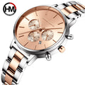 HM 1101 Customize Logo Women Chronography Quartz Movement Watches Waterproof Fashion Stainless Steel Band Wristwatches