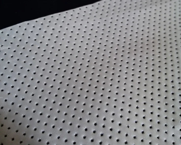 Lightweight 100% Polyester Light-reflecting Coated Mesh Reflective Regular Punch Non Stretch Elastic Silver Punched Hole Fabric