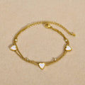 Hot Selling 18K Gold Plated Stainless Steel Chain Bracelet Zircon Heart Shell Double Layer Chain Bracelet Jewelry