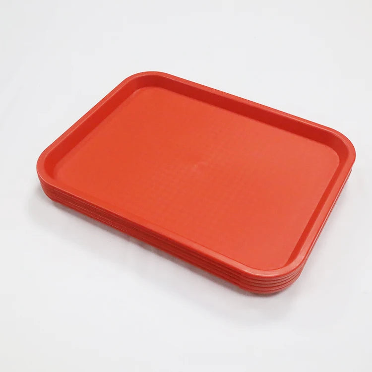 Wholesale 14 Inch Eco-Friendly Rectangular Fast Food Serving Tray Red/Green/Black/Brown PP Plastic Tray for Restaurant Hotel Use