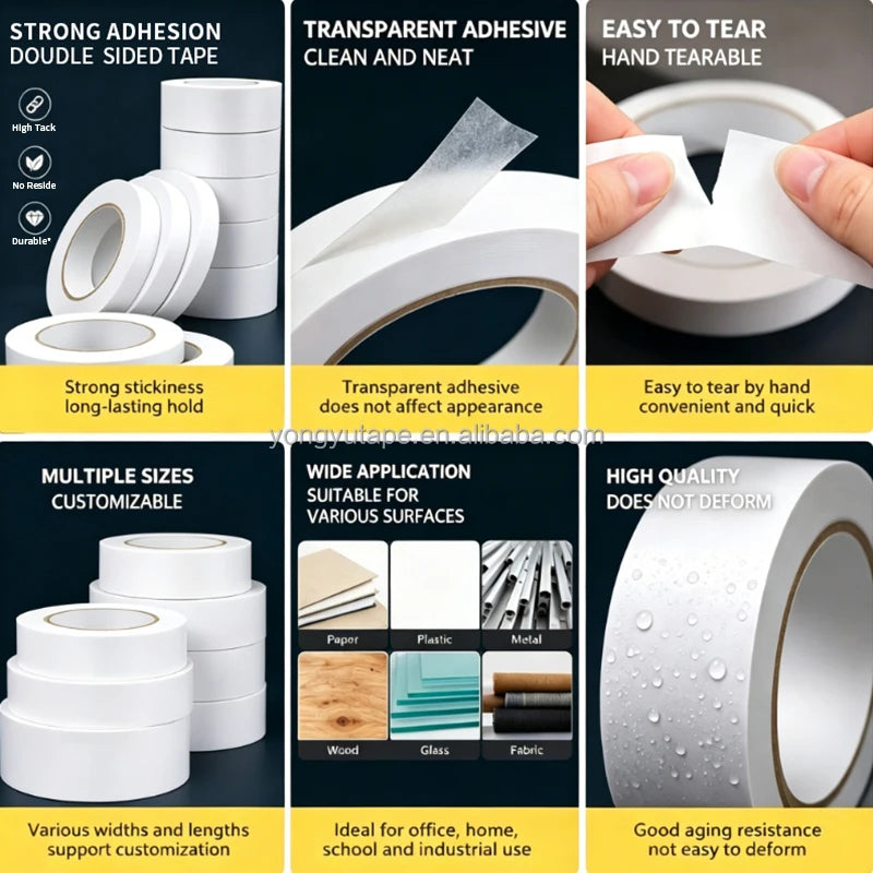 Double Sided Paper Tape Hot Sale Ultra Thin Strong Adhesion Tissue Paper  for Crafting Perfection General Bonding
