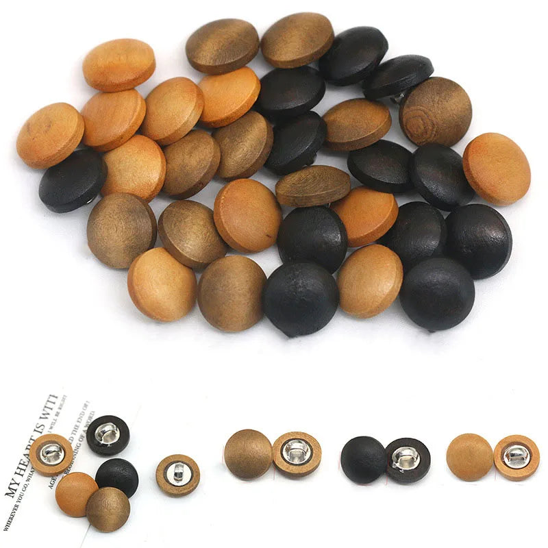 Hign Quality Natural Wood Round Garment Buttons Bedding Accessories Pants Shirt Fabric Storage Box Hand-stitched Wooden Buttons