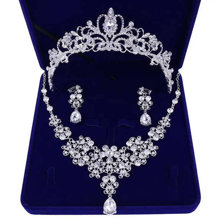 Women's Multi-Style Rhinestone Bridal Jewelry Set Crystal Crown Tiara Necklace Earring Necklace for Wedding Parties
