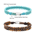 Fashion 4mm Faceted Tiger Eye Beaded for Bracelet for Men Daily Wear Stainless Steel Clasp Healing Energy Yoga Rope Jewelry