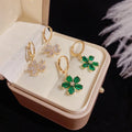 2025 Summer New Simple Personality Hoop Earrings Tik Tok Same Micro-set Zircon Flower Earrings for Women