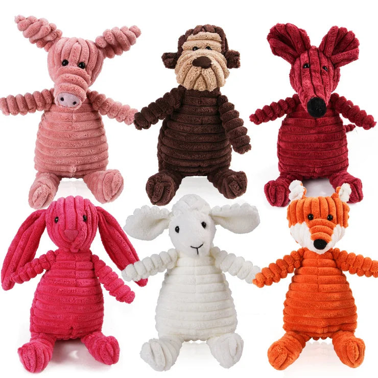 Suede Stuffed Chew Toy in Monkey Shape with Squeak Sound Pet Bite Toy for Puppies Animal Shaped Pet Squeak Toys