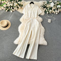 Summer Elegant 2 Piece Set for Women Crop Top and High Waist Dress Set Jogging Suits Wholesale