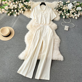 Summer Elegant 2 Piece Set for Women Crop Top and High Waist Dress Set Jogging Suits Wholesale
