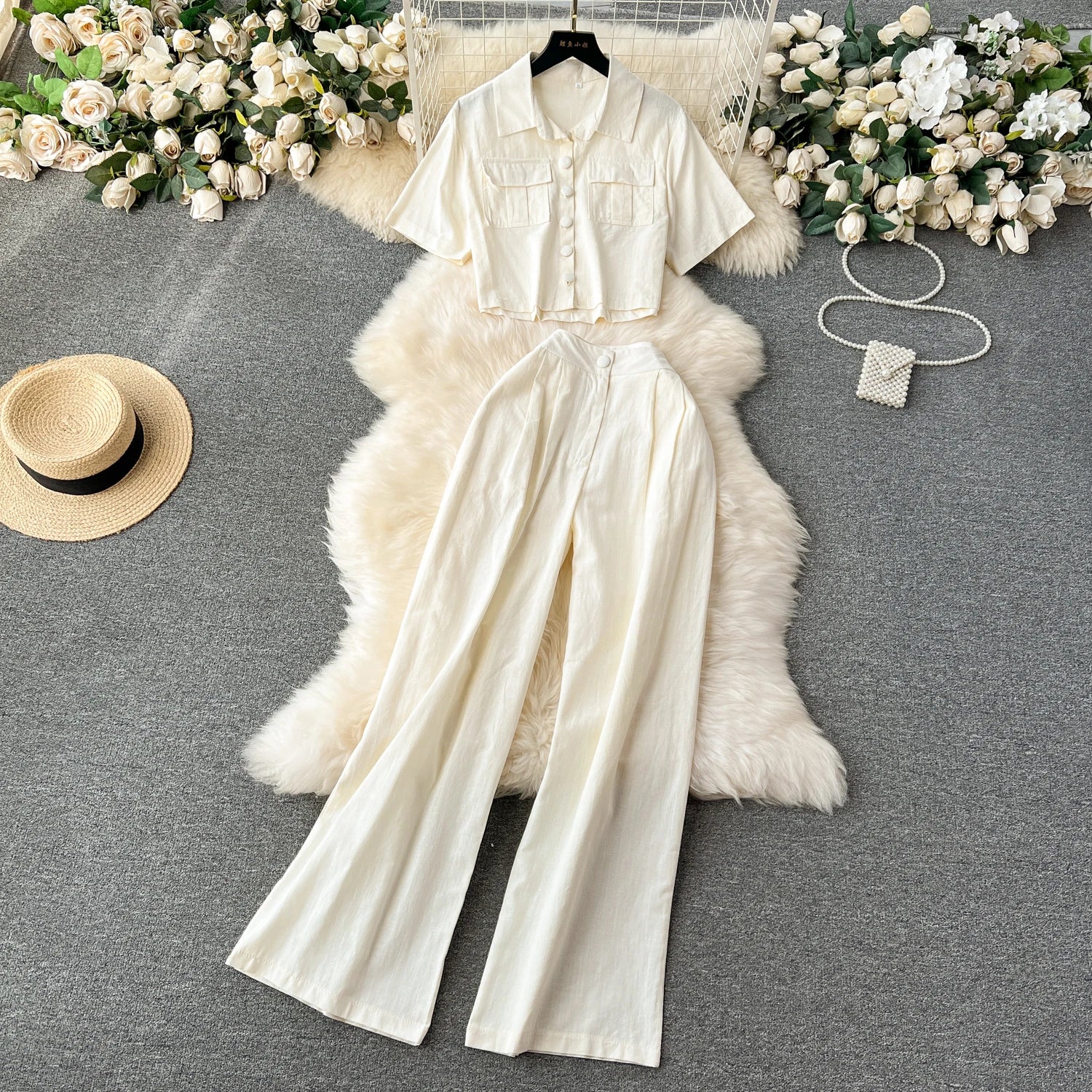 Summer Elegant 2 Piece Set for Women Crop Top and High Waist Dress Set Jogging Suits Wholesale