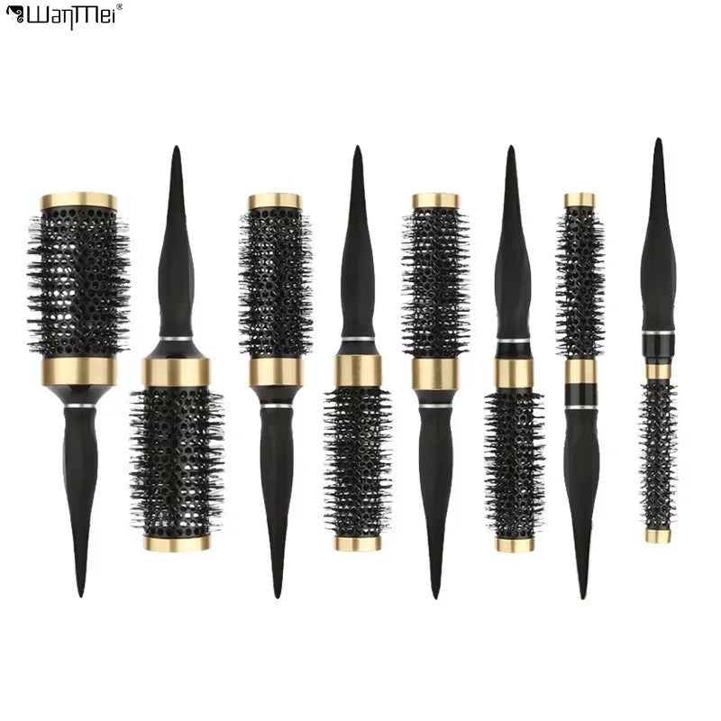 Wanmei Ceramic Rat Tail Round Brushes for Hair Professional Hair Roller Brush Plastic Round Hair Comb Brush for Blow Drying