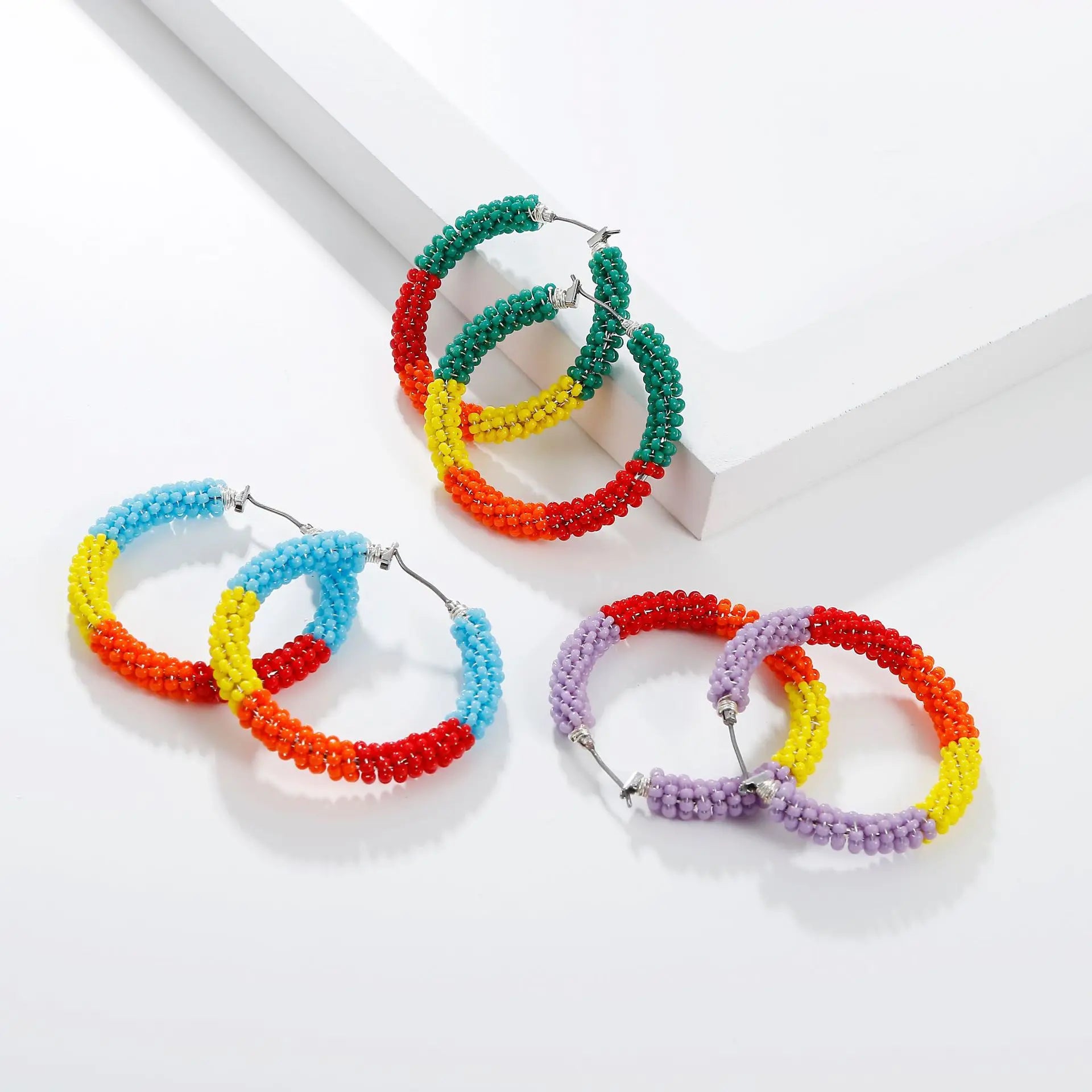 Fashion Jewelry Earrings Large Hoops Beaded Colorful Miyuki Seed Bead Earrings for Women