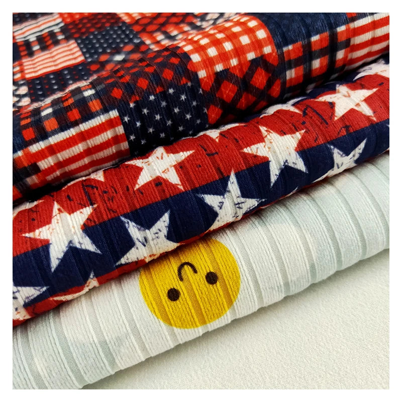 NO MOQ Customized Digital Printing Ribbed Brushed 8*3 Wider Rib Knit Print Fabric