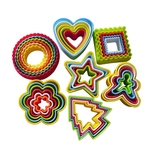 Plastic Cookie Cutter Set With Different Shapes Colorful Kid Plastic Cookie Baking Tools Biscuit Cutter