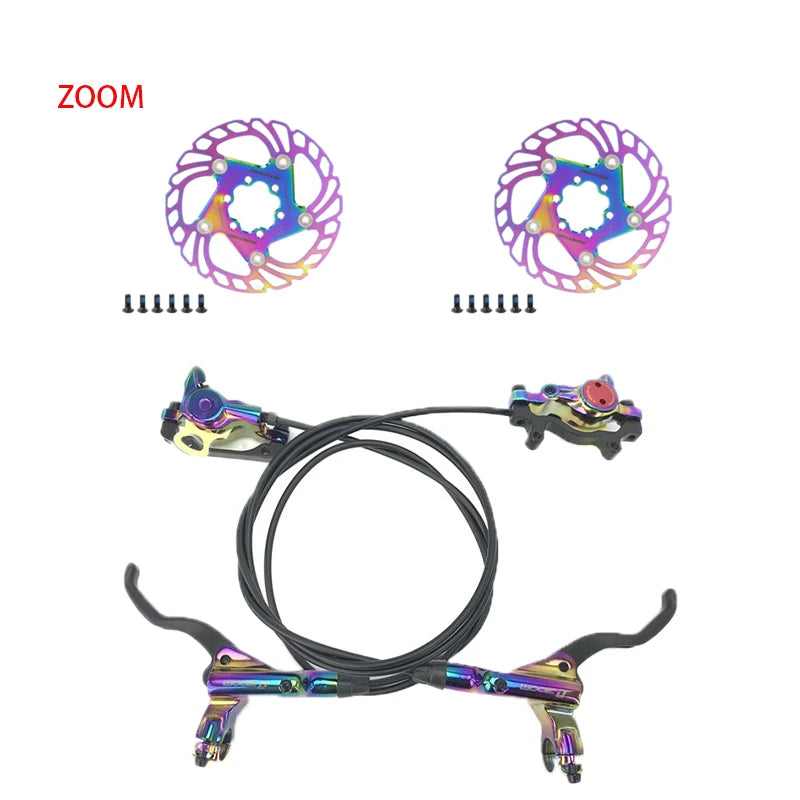 ZOOM HB875 Bicycle Bike Hydraulic Disc Brake Set Colorful MTB Oil Pressure Disc Brake 160MM Brake Set