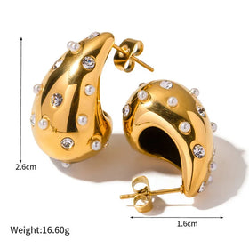SP Hot Selling Stainless Steel 18k Gold Plated Huggie Chunky Statement Teardrop Earrings