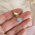 Fashionable Ladies Exquisite Colored Opal Palm Heart-Shaped Necklace 18k Gold-Plated Stainless Steel Pendant Trendy Link Jewelry