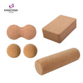 Eco-friendly High Density Cork Yoga Set Block Ball Roller-Multi-Purpose Yoga Tool SGS Certified 3x6x9 Inch Custom Set Package