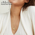 EManco Simple Gold Plated Jewelry Fashion Pendant Necklace Stainless Steel 18k PVD Gold Plated Embossed Oval Pendant Necklace