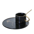 Black Ceramic Cup Tray Porcelain Breakfast Coffee Mug With Dessert Plate Set