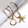 New Natural Gemstone Crystal Glass Necklace 6mm African Turquoise Pic Jasper Bronze Dragonfly Pendant Necklace