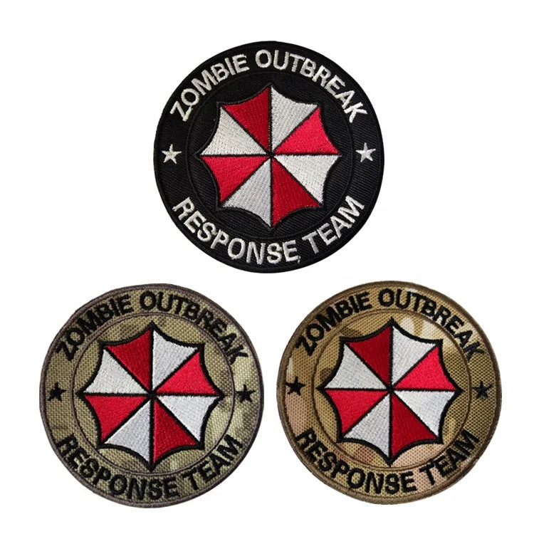 Zombie Outbreak Response Team Custom Logo Embroidery Patches 3D Iron-On Hook Loop Badges for Hat Clothing Lace Fabric