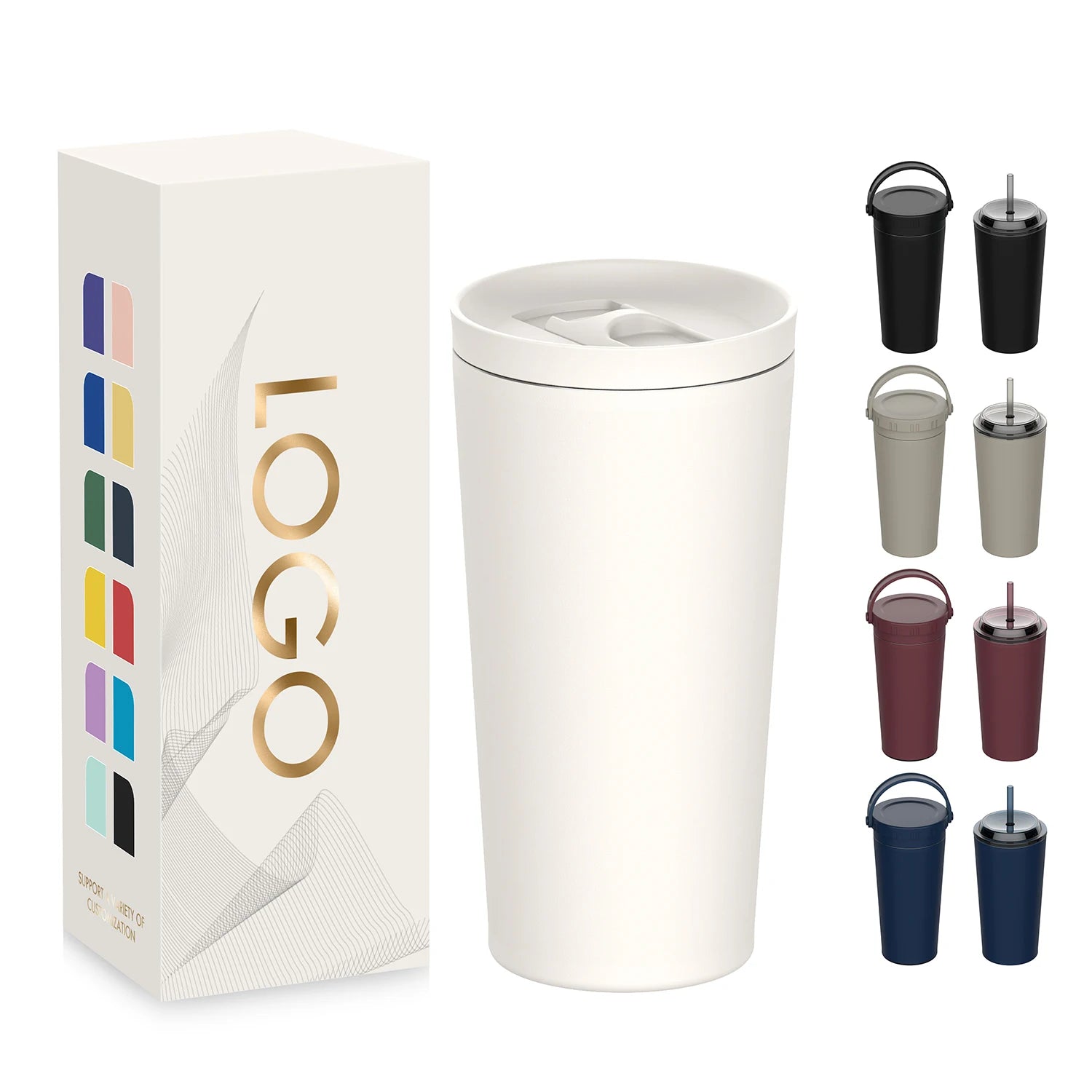 Custom logo Wholesale 500ml Stainless Steel Double Wall Insulated Coffee Tumbler Cups 17oz Powder Coated Travel Mug With Straw
