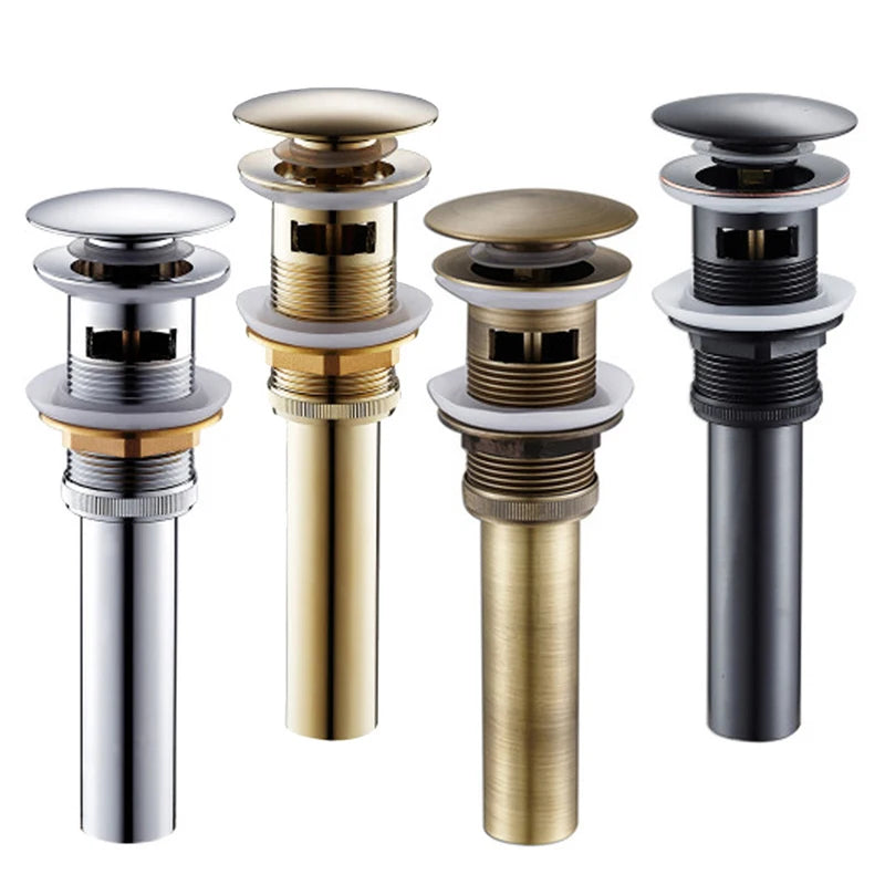 Stainless Steel Oil Rubbed Black Pop up Drain Sink Basin Waste Strainer Push Pop up Drain with Overflow