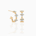 G537 Floral Hoops Stud Earring Drop Chain Copper Plated 18K Gold Flower Women Earrings