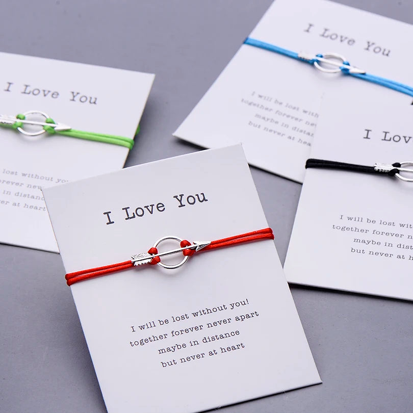 Arrow Charm Bracelet Women Men Lovers' Couple Bracelets Jewelry Multi-color Red String Adjustable Braided Pulseras Bracelet