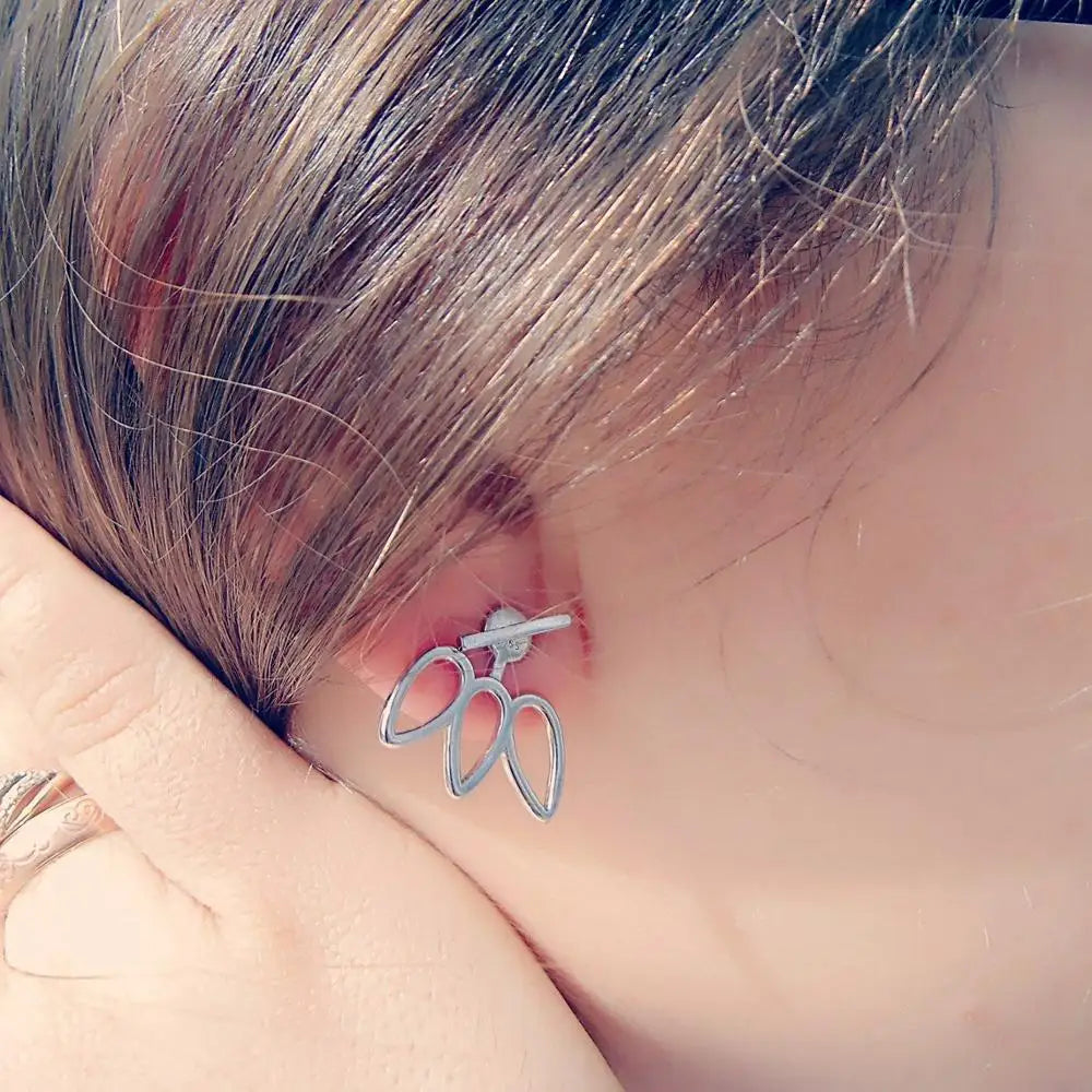 EManco Trendy Creative Original Design Leaf Shape Silver Plated Stud Earrings Stainless Steel Jewelry Women Party Gift