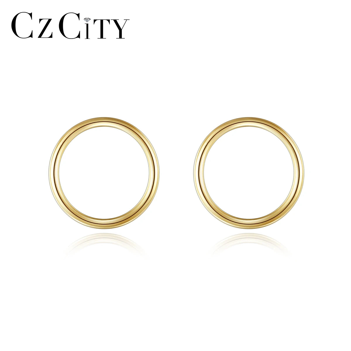 CZCITY Circle Earring Silver Sterling Stud Earing Metal Charm 925 Needle Small Gold Minimalist Jewelry