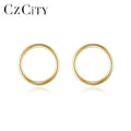 CZCITY Circle Earring Silver Sterling Stud Earing Metal Charm 925 Needle Small Gold Minimalist Jewelry