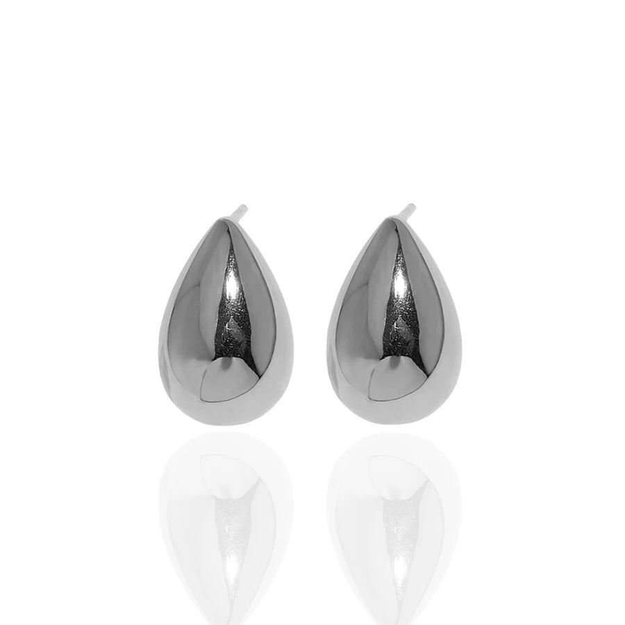 Teardrop Stud Earrings 18K Yellow Gold Plated Teardrop Stud Earrings in Sterling Silver Domed Teardrop Stud Earrings