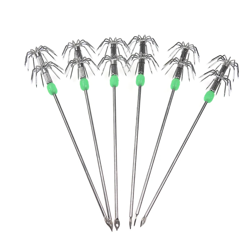 Wholesale Stainless Steel Double Layers Umbrella Squid Cuttlefish Octopus Fishing Luminous Jig Hooks Sea Fishing Lure Tackles
