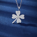 New Stylish Lucky Clover Jewelry 925 Sterling Silver Modern Four Leaf Clover Pendant CZ Diamond Necklace for Women