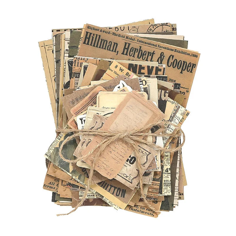 100pcs Per Pack Retro Material Paper Reminiscence of the Old Days Series Large Capacity Handbook Collage Backing Paper