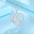 S925 Sterling Silver Cz Lovely Animal Heart Horse and Girls Pendant Necklace Jewelry Double Color Horse Necklace