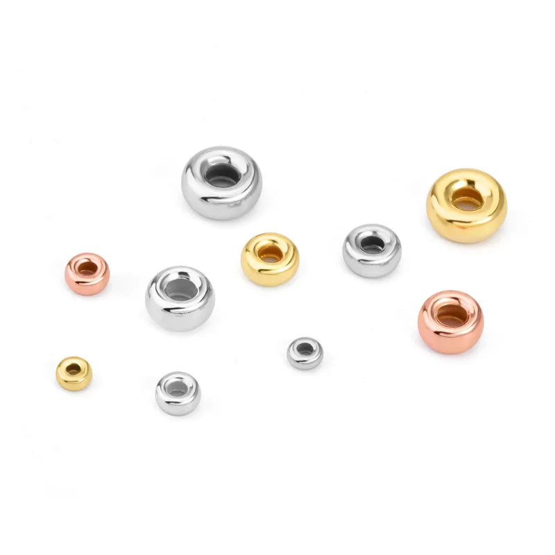 Round Ball Spacer Beads Accessories 925 Sterling Silver Fixed Bead DIY for Jewelry Making