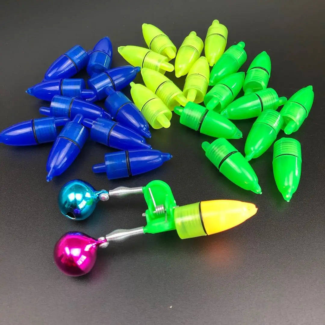 LED Electronic Night Light Fish Bell Alarm Green Yellow Blue Fishing Gear with 100pcs/Bag Night Fishing Essential