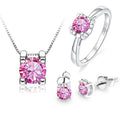 925 Sterling Silver Jewelry Set with 4 Carat Loose Moissanite in Round Brilliant Cut Complete Necklace Earring Ring Set