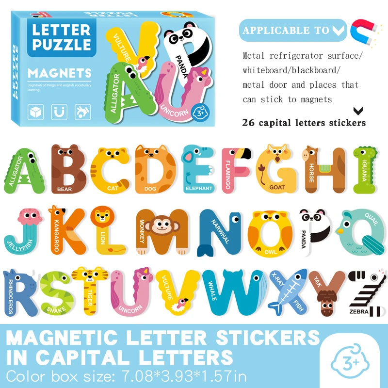 Spelling Learning Game Fridge Whiteboard ABC Magnets Letters Animal Magnet Alphabet Letters for Kids