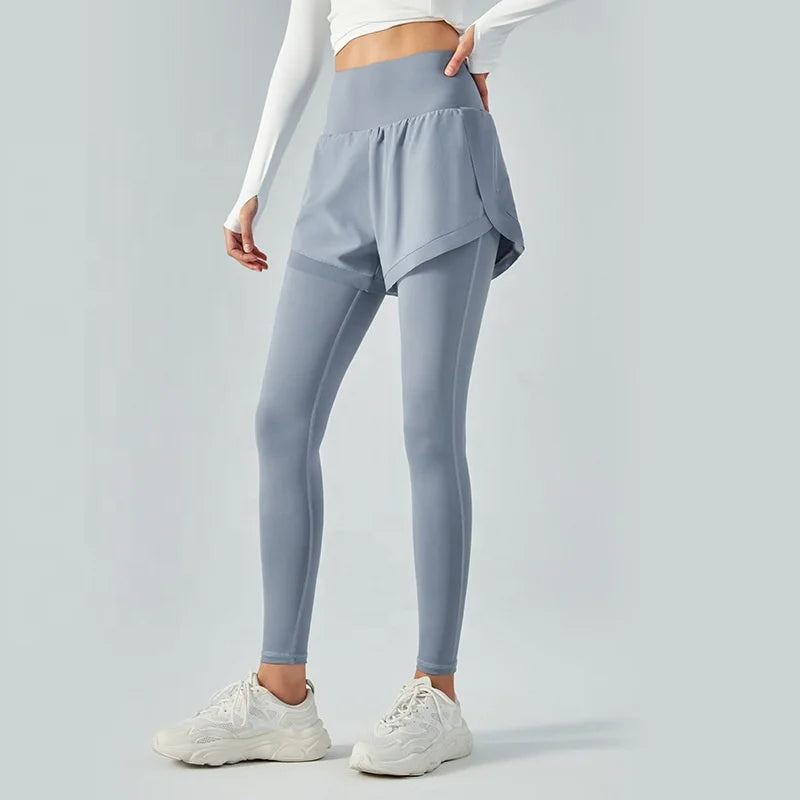 Factory Sportswear Supplier 2 in 1 Mini Skirt Yoga Pants Mesh Fitness Leggings