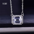 Silver 925 Original 2 Carat White Emerald Cut Diamond Test Past D Color Moissanite Pendant Necklace for Party Gemstone Jewelry